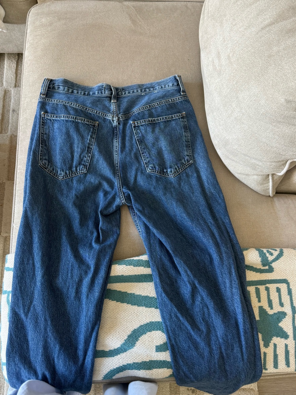 Agolde Dark Blue Wide Leg Jeans - Picture 2 of 3